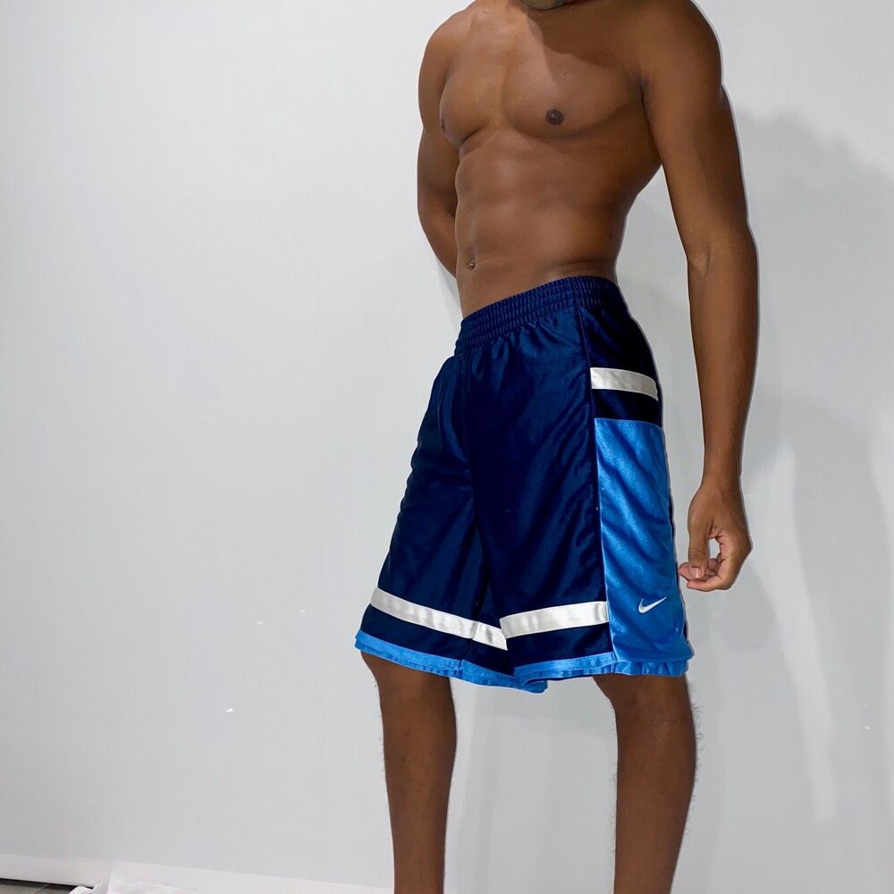 Nike Vintage Super Rare Basketball Dazzle Shorts Heavy Shiny Blue White M